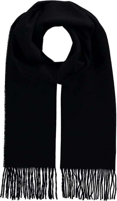 FRAAS Sjaal Wool Scarf with Fringes Black Zwart