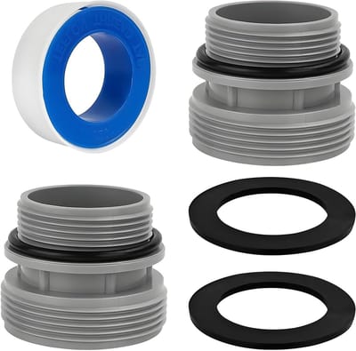 Adapterset voor zwembadslangen, 2 stuks, met afdichting, voor aansluiting van 40 mm naar 1 1/2 inch slangen, ideaal voor zwembadpomp en onderhoud