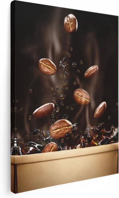 Artaza Canvas Schilderij Koffiebonen - 30x40 cm - Klein - Keuken Wanddecoratie - Muurdecoratie Stilleven - Kamer Accessoires