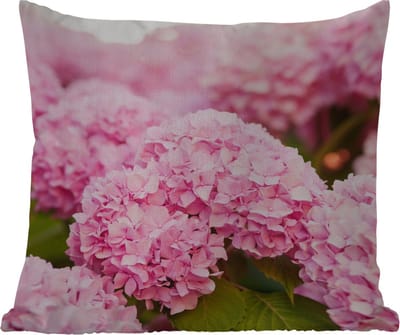 Tuinkussen - Struik - Bloemen - Roze - Hortensia - 40x40 cm - Weerbestendig