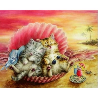 Diamant schilderij kruissteek volledige ronde diamant borduurwerk kat volledige ronde diamant mozaïek dieren 20X30CM beige