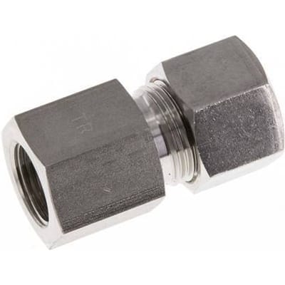 G 3/8'' x 12S RVS Rechte Knelfitting 630 Bar DIN 2353 - FL2S-FO-ST-038G-12-S