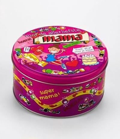 Moederdag - Drop - Snoeptrommel - Mama - Gevuld met Drop - In cadeauverpakking met gekleurd lint