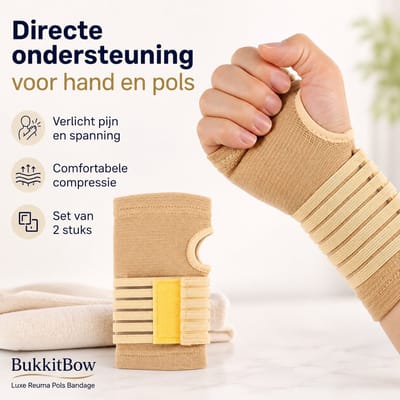 BukkitBow - Premium Compressie Handschoenen - Comfortabele Polsbandages voor Hand Ondersteuning - Set van 2 Stuks