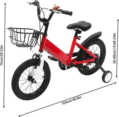 Kinderfiets - Jongensfiets Meisjesfiets - Leren Fietsen - Verstelbaar Zadel - 14 inch - Rood