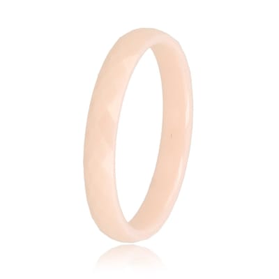My Bendel - Keramieken Ring Facet Geslepen Peach 3mm - Keramieken Ring • Facet Geslepen • 3 Mm • Peach - met Luxe Cadeauverpakking | Sieraden Voor Dames | Maat 16.00 Mm / Maat 50