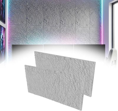 3D Muurpaneel Steenlook 120x60x3 cm, 2 Stuks PU Zelfklevende Wandbekleding, Waterdicht Steenpaneel voor Keuken, Badkamer & Woonkamer, Type A - Betongrijs - NAIZY