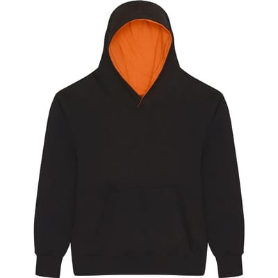 Just Hoods Kids´ Varsity Hoodie JH003K - JET BLACK/ORANGE CRUSH - 9/11 (L)