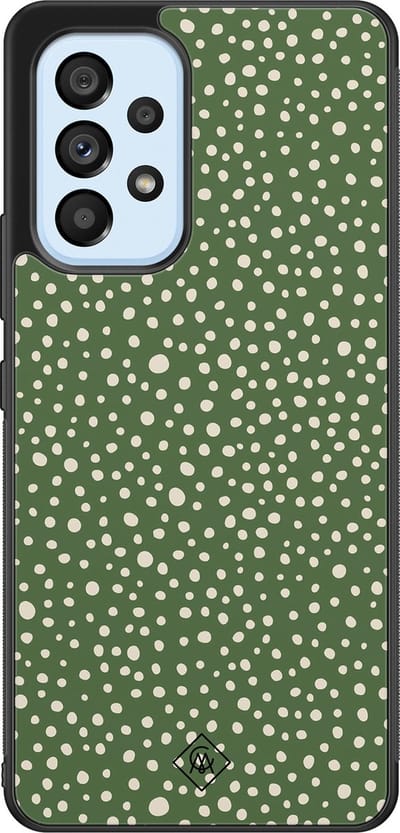 Casimoda® hoesje - Geschikt voor Samsung Galaxy A53 - Green Dots - Zwart TPU Backcover - Gestipt - Groen