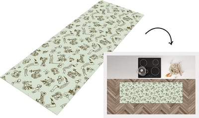 Keukenloper - Loper keuken - Vintage - Auto - Oldtimer - Jongen - Patroon - 150x50 cm - Keukenloper vinyl