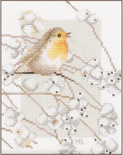 Lanarte Borduurpakket - Borduurset - Borduurpakket volwassenen - Telpakket kit - 14 x 19cm - Roodborstje - Marjolein Bastin - PN-0008056