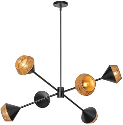 Alora Mood LED Kroonluchter | 6X E14 Max 40W | Matte Black & Natural