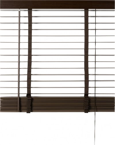 Houten Jaloezie Bruin - 80x180 cm (BxH) - Raamdecoratie - Lamelbreedte 50 mm - inc. Bedieningskoord en Draaistang - Eenvoudig op maat maken en monteren