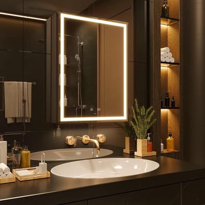 50-70 cm LED spiegel geneeskunde kast met verlichting en dimmer - 3 kleuren licht - make-up spiegel - stopcontacten & USB