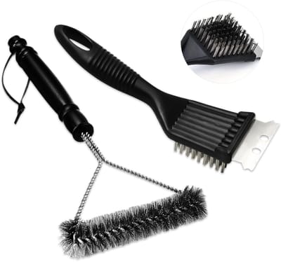 Dailygoods- Barbecue-reinigingsset 2-in-1 - Grillborstel met Roestvrijstalen Schraper - BBQ-reinigingsborstel - Voor Grill en Oven - Beste Reinigingsresultaat