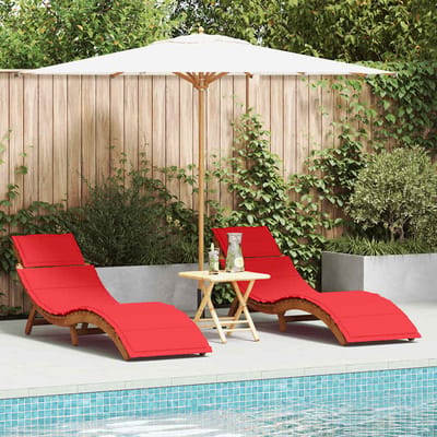 vidaXL - Ligbed - 2 - st - Massief - Acacia - Hout - Rood