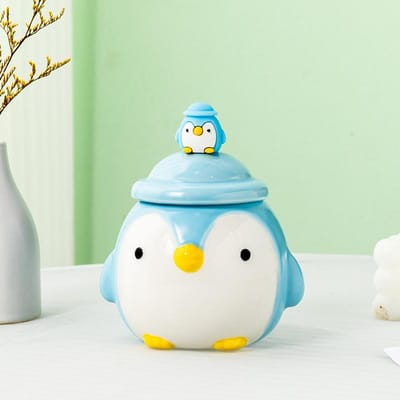 Tasse en céramique thermostatique Pingouin Gros Ventre Mignon Dessin Animé Ins Tasse à Café Tasse de Bureau Mignonne Tasse à Eau 420ML