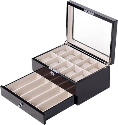 Sieradendoos Organizer - Opbergkoffer - Sieraden Opbergen - Afsluitbaar Deksel - 28 x 19.8 cm - Zwart