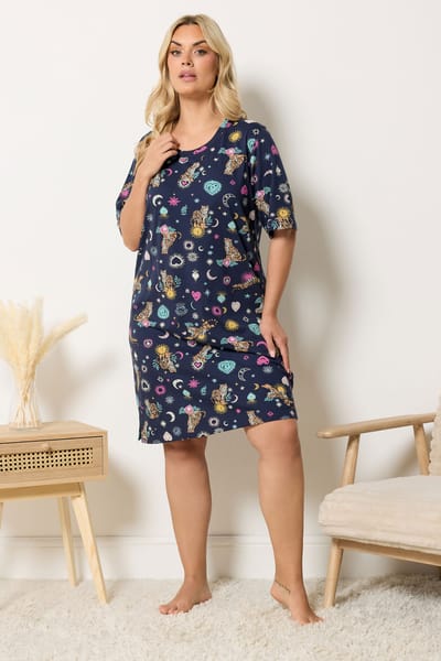 Yours Marineblauw Nachthemd Met Sterrenprint Size 40-42