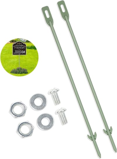 Verstelbare metalen paaltjes voor het bevestigen van tuinsignalen, tenten en klimplanten - 43 cm met grondspike en metalen plaat houder (set van 2)