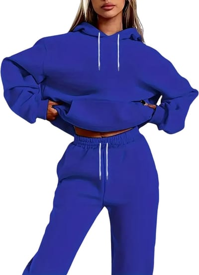Livano Joggingpak Dames - Huispak - Trainingspak - Volwassenen - Capuchon - Jogging Pak - Joggingbroeken - Broek - Hoodie - Blauw - Maat XS