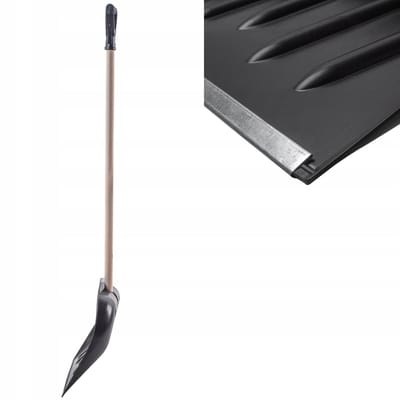 KADAX Sneeuwschep van kunststof, schep met ergonomische D-handgreep, bladbreedte: 45 cm, sneeuwschuiver met houten steel, sneeuwschep, sneeuwruimer (zwart)