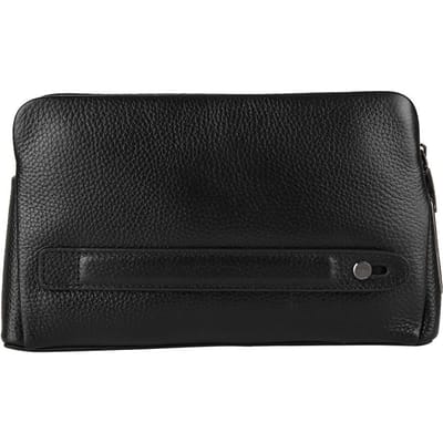 Fipilock FL-V1 Heren Rits Lederen Portemonnee Slimme Vingerafdrukbeveiliging Anti-Diefstal Handtas Zwart black