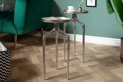 Elegante set van 2 bijzettafels  59 cm zilver