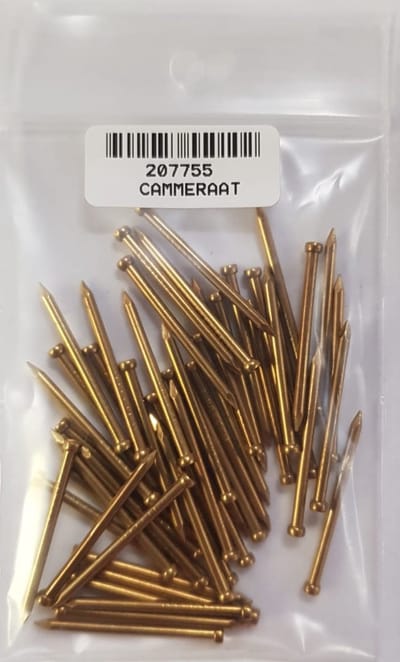 Messing nagel – spijker – verzonken kop – 1,8x30 mm – decoratief bevestigingsmateriaal – 30 gram
