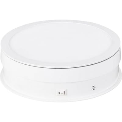 Présentoir rotatif motorisé de 20cm, plateau tournant, capacité de charge de 10kg/22lb, rotatif à 360 degrés blanc