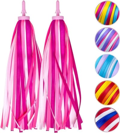 Daity 1 Paar Stuurslingers - Fiets Kwastjes - Fiets Streamers - Kinderfiets Accessoires - Stuur Accessoires - voor Fietsen en Scooters(Roze)