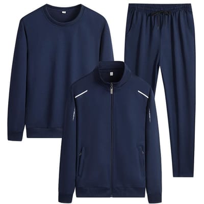 Nou Costume de sport de vârstă mijlocie de primăvară și toamnă Cardigan Pull-over Décontracté Ensemble trois pièces Grande taille Costume pour papa Automne 6XL black