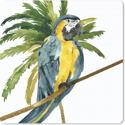 Muismat 20x20 cm - Mousepad Jungle - Papegaai - Tak - Muismatten
