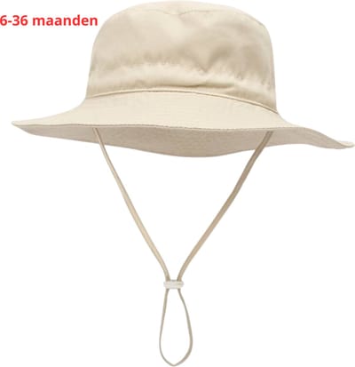 Bovista Zonnehoed - Reishoed - UV Beschermende Hoed - Bucket Hat - Festival - Pet - Hoedje Voor Baby - Hoofdbescherming - Beige- 3-36 Maanden