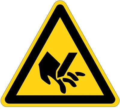 Snijgevaar waarschuwingsbord | gecoat dibond materiaal | 15 cm