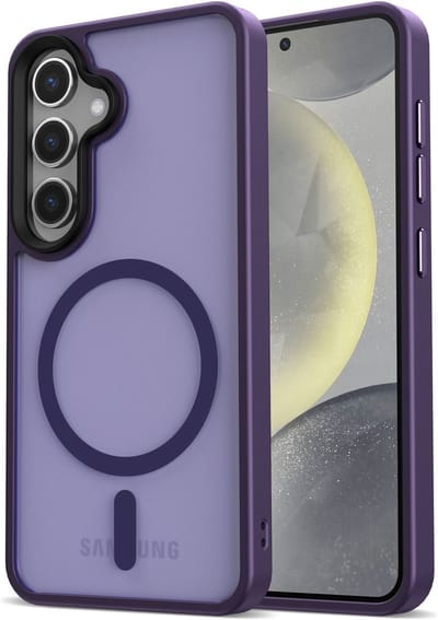 Hoesje Geschikt voor Samsung Galaxy S25 - Compatibel met MagSafe /Qi2 - Matte Beschermhoes - Back Cover met Magneet - Paars