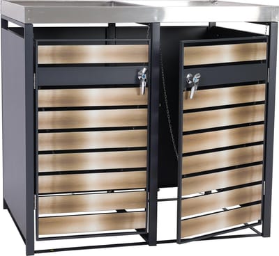 2-tankkast met plantenbak MCW-J81, uitbreidbaar, 125x132x80cm metaal 47kg, antraciet ~ goud