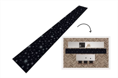 Keukenloper - Keukenmat - Winter - Sneeuwvlok - Patroon - 400x50 cm - Keuken vloerkleed
