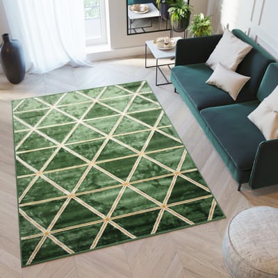 Tapiso Turmalin Vloerkleed Groen Laagpolig Woonkamer Tapijt Maat- 120x170