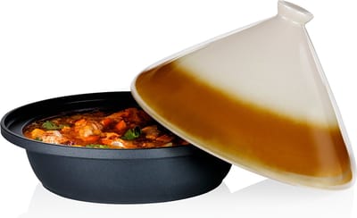 alpina Tajine Pan 2.5L - Tahin met Keramische Deksel Ø30cm - Pan Geschikt voor Inductie, Keramisch, Electrisch en Gas - voor Authentieke Gerechten 3 tot 4 Personen