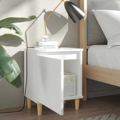 vidaXL - Nachtkastjes - 2 - st - met - massief - houten - poten - 40x30x50 - cm - wit