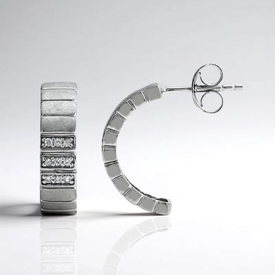 Cavill - 925 Sterling Zilver Oorbellen - 18 Cambodjaanse Zirkonen 0,171 ct Rond 18 mm - Elegante Sprankelende Oorbellen