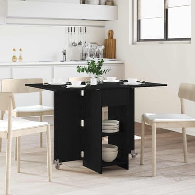 vidaXL - Eettafel - 115 - x - 70 - x - 75 - cm - Bewerkt - hout - Zwart - eiken - Rechthoekig