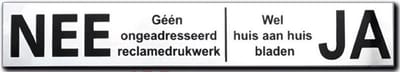 NEE JA sticker brievenbus - Brievenbussticker RVS zwart -150 mm x 25 mm x 1 mm.