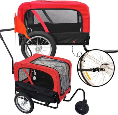 Hondenaanhanger - Hondenkar - Veilig Vervoer - Ombouwbaar Fietskar Jogger - Max 20 kg - Rood Zwart
