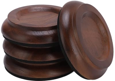 Dailygoods- Caster Cups Antislip - 4 Stuks - Piano Caster Pads - Walnoot Hout - Vloer Bescherming - Trillingen Verminderen - Piano Beschermers