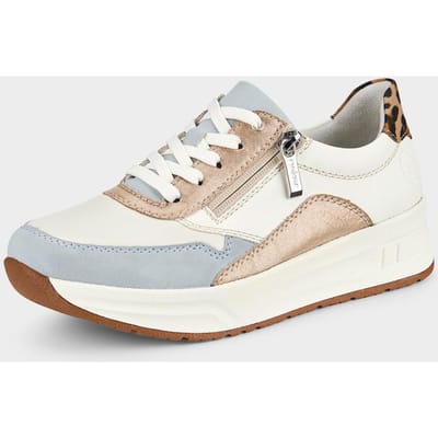 Sneakers met luipaardprint - wit / beige / blauw - Gr. 38 van Goldner Fashion