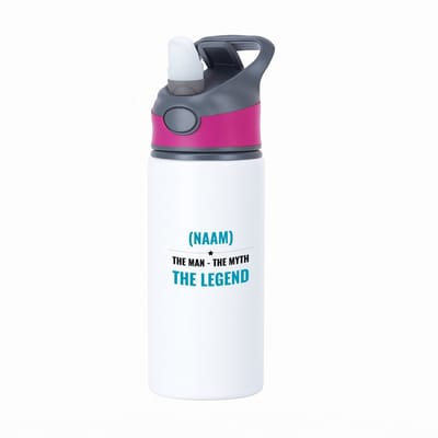 Hacebo® - the man the myth the legend met je eigen naam waterfles met rietje roze - iemand die een legend is - de man - myth - mythe - legendarisch - verjaardagscadeau - verjaardag - cadeau - kado - geschenk - gift - water fles - 650ML