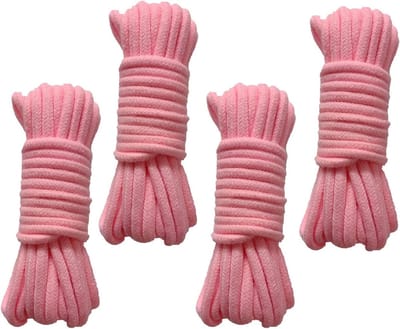 Dailygoods - 4 stuks Katoenen Touw Gevlochten Koord - 10 meter lang, 8 mm dik in Roze