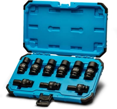 Slagsleuteldoppen Set 9-Delig Universeel 1/2" Aandrijving Metric & SAE
